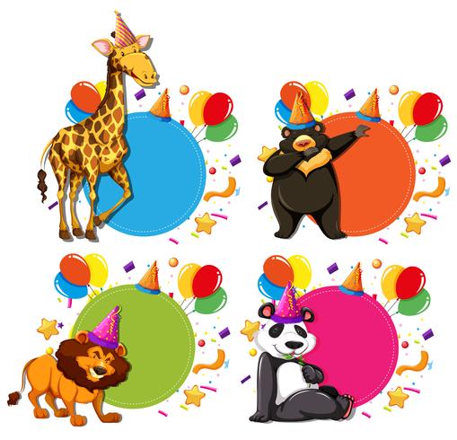 Set of animal celebration concepts vector