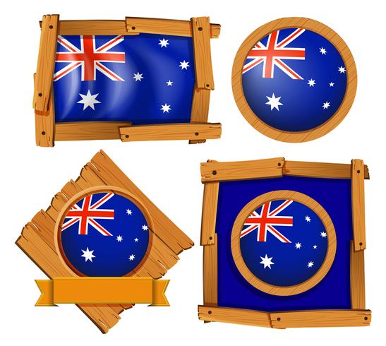 Bandera de Australia en diferentes diseños de marcos. vector