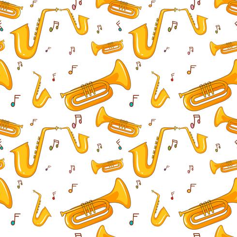 Seamless background with saxophone vector