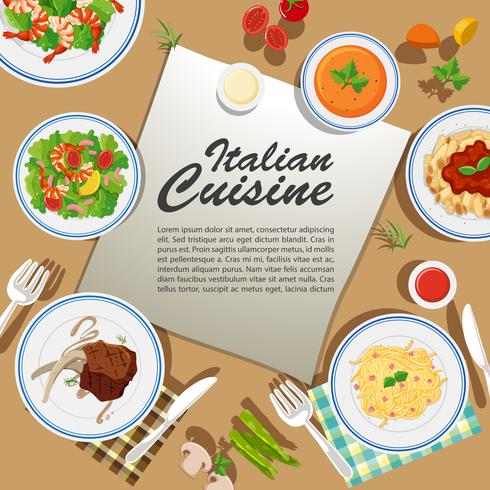 Diseño de cartel con comida variada. vector