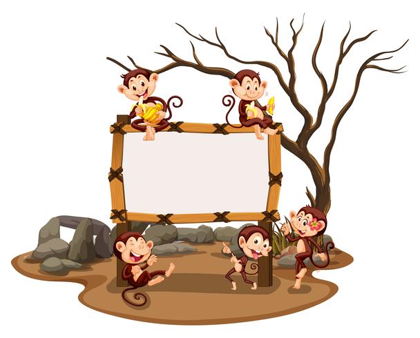 Frame template with monkeys in the field vector