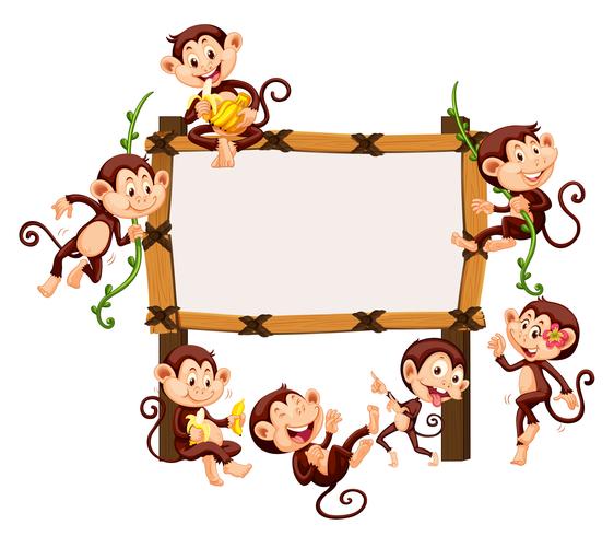Frame template with monkeys vector