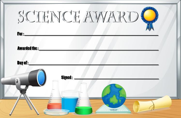 Certificate template for science award vector