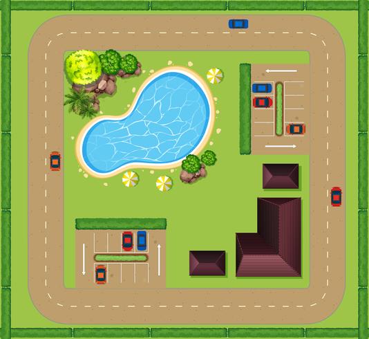 Aerial view of luxurious house vector