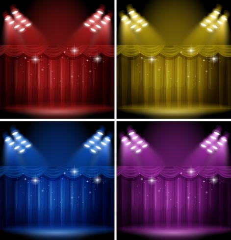 Background template with different color curtains vector