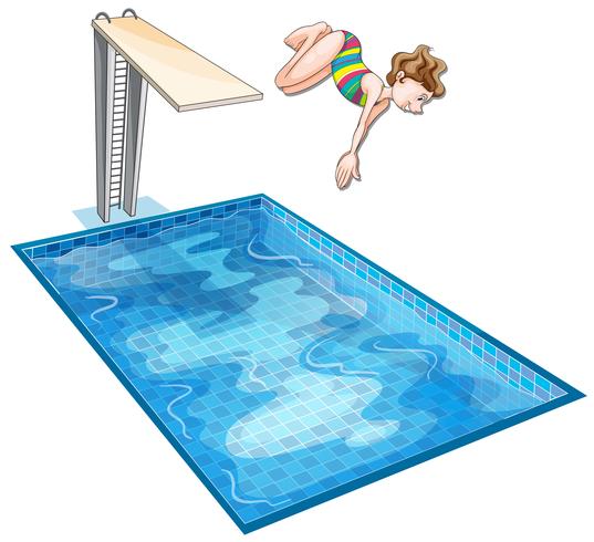 Girl diving down the swimming pool vector