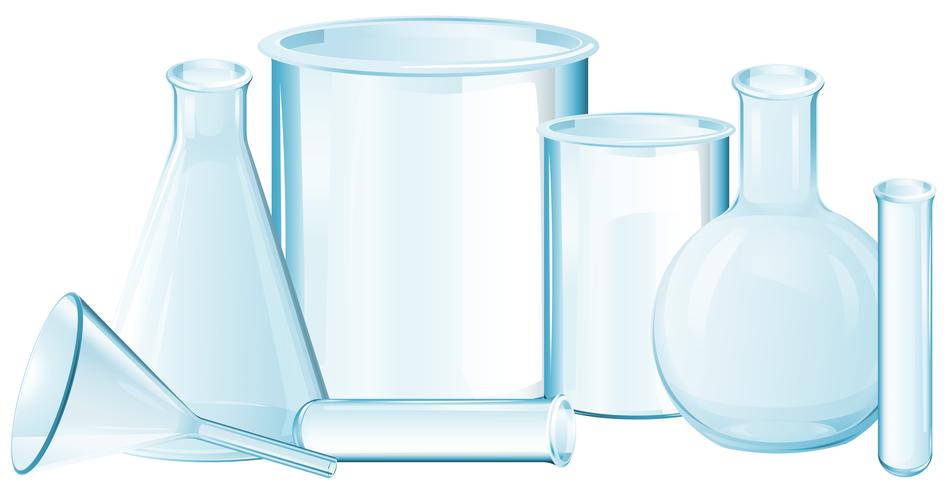 Different types of science beakers vector