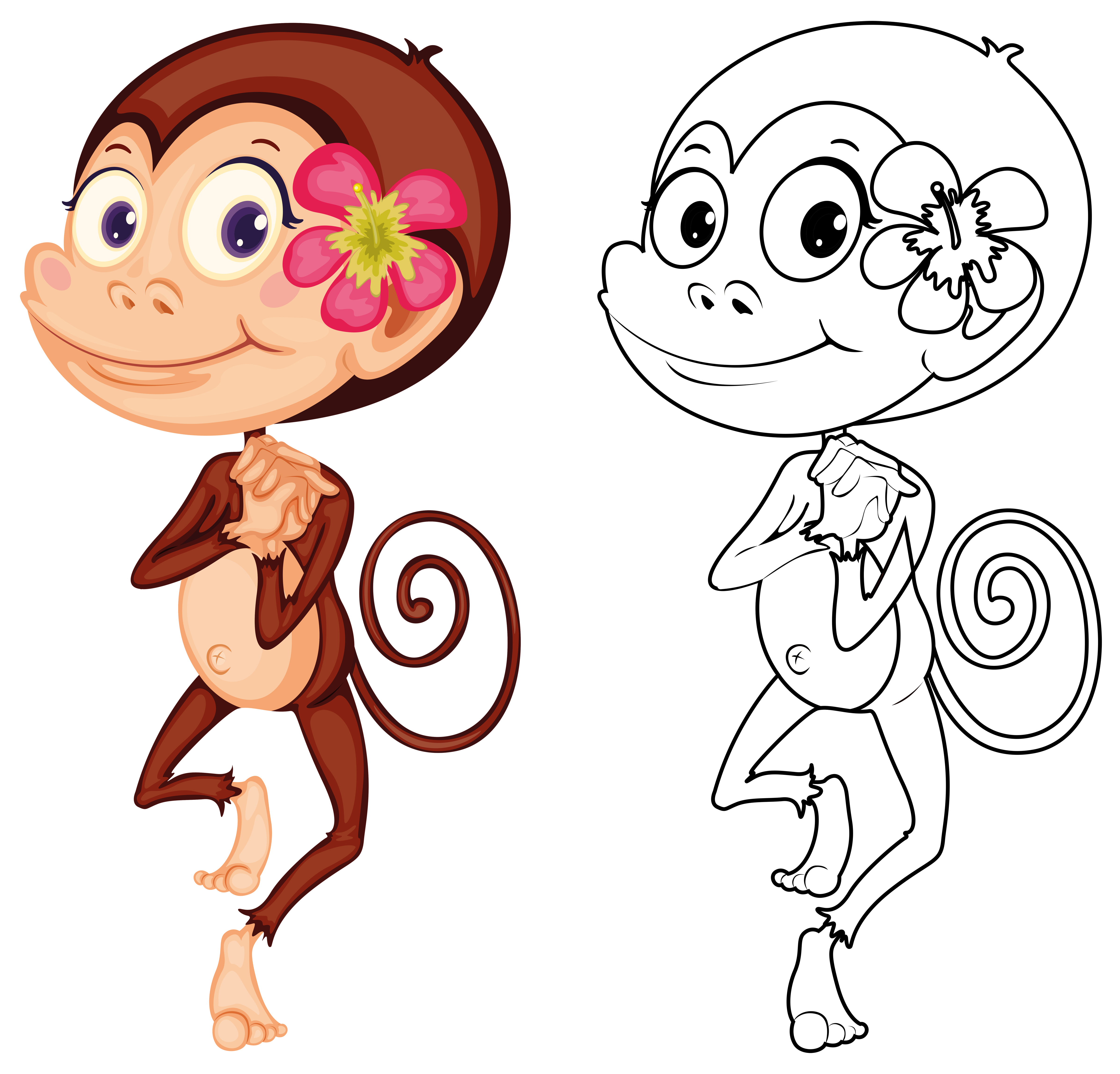 Download Animal outline for cute monkey - Download Free Vectors ...