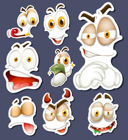 Sticker set with different facial expressions vector