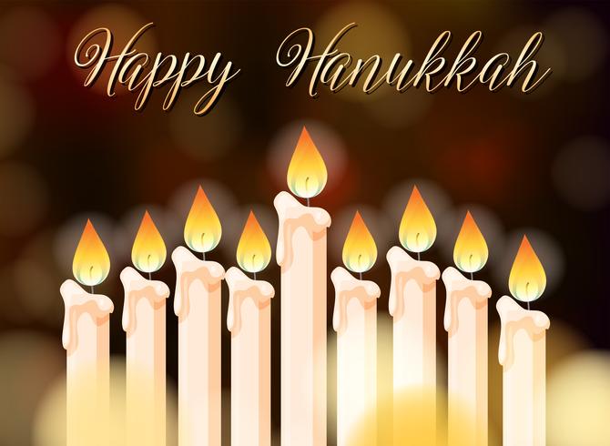 Happy Hanukkah poster design with candles vector