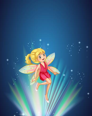 Cute fairy flying at night vector