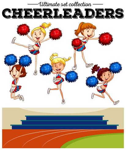 Cheerleaders cheering in the field vector