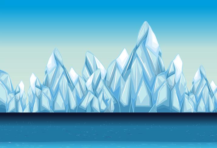 Fondo con glaciar y oceano vector