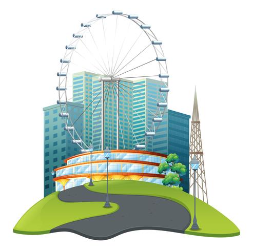 Big ferris wheel in big park vector