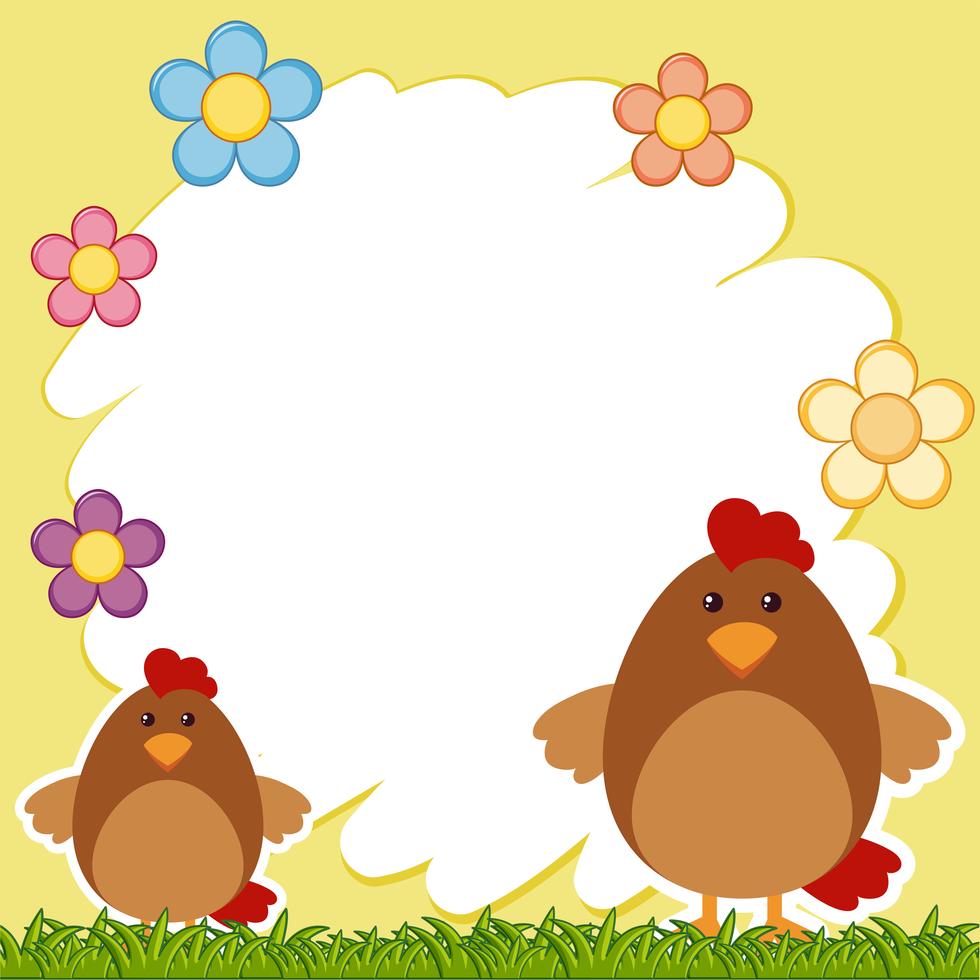 Border template with two chickens 447474 Vector Art at Vecteezy