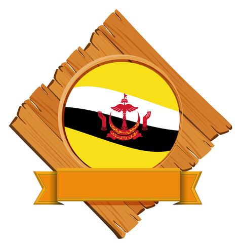 Brunei flag on wooden board vector