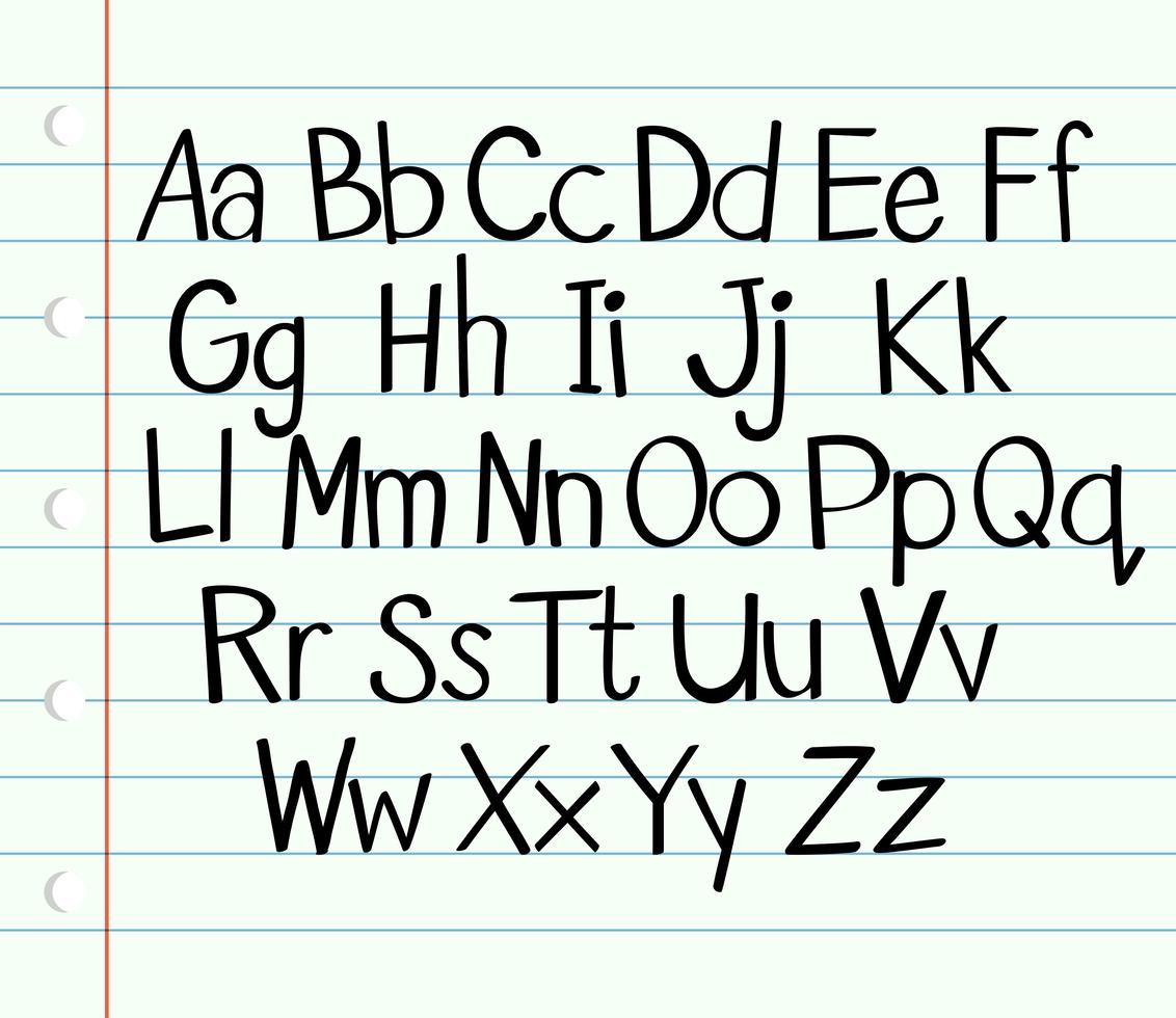 Handwriting English alphabet in upper and lower cases 447489 Vector Art ...