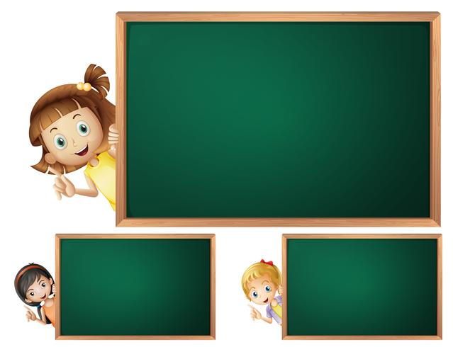 Board template with cute girls vector