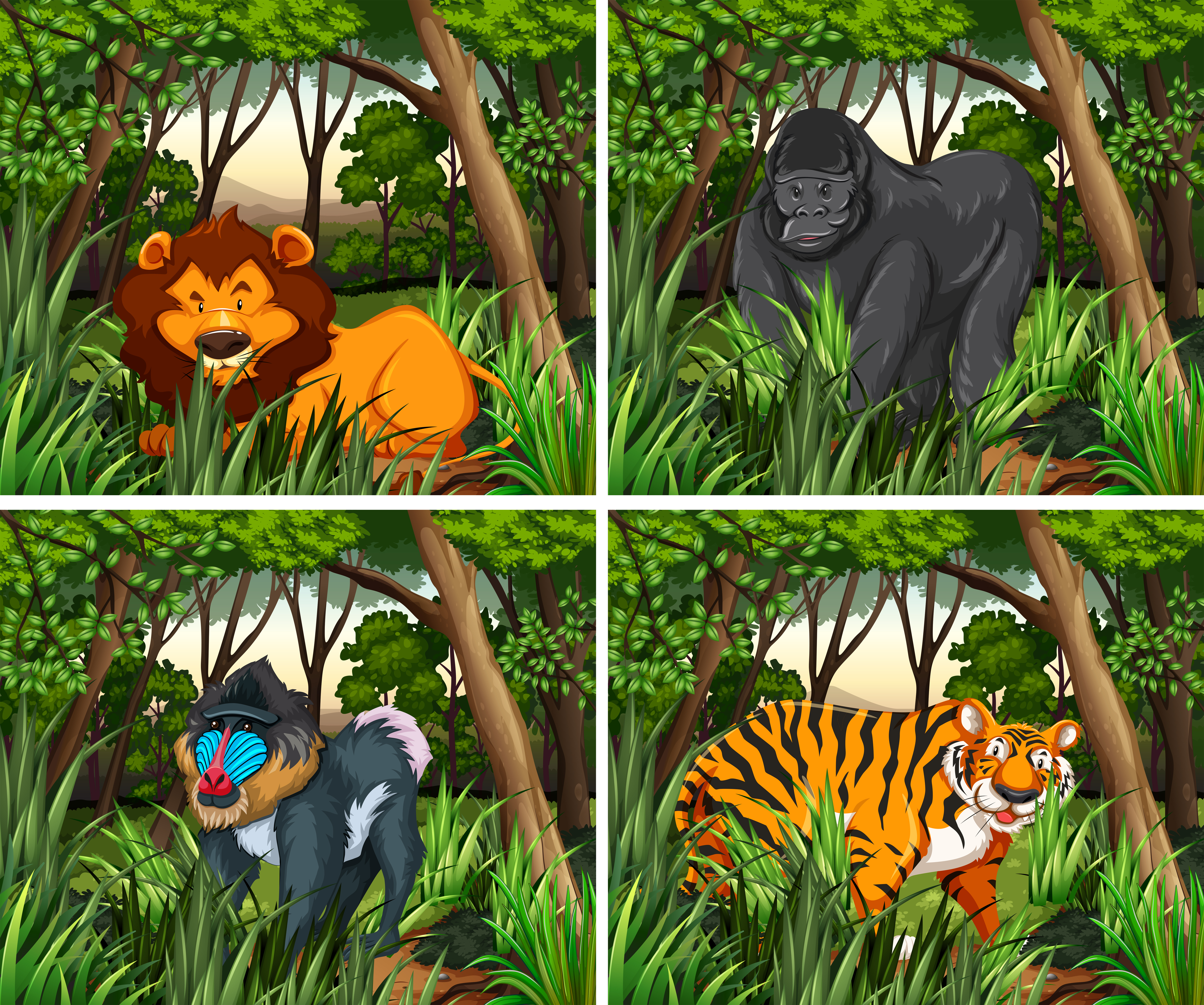 Wid animals living in the forest 447538 Vector Art at Vecteezy