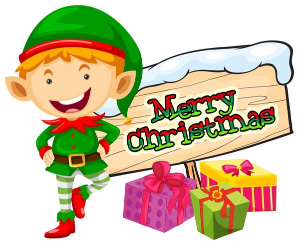 Christmas theme with elf and christmas sign vector