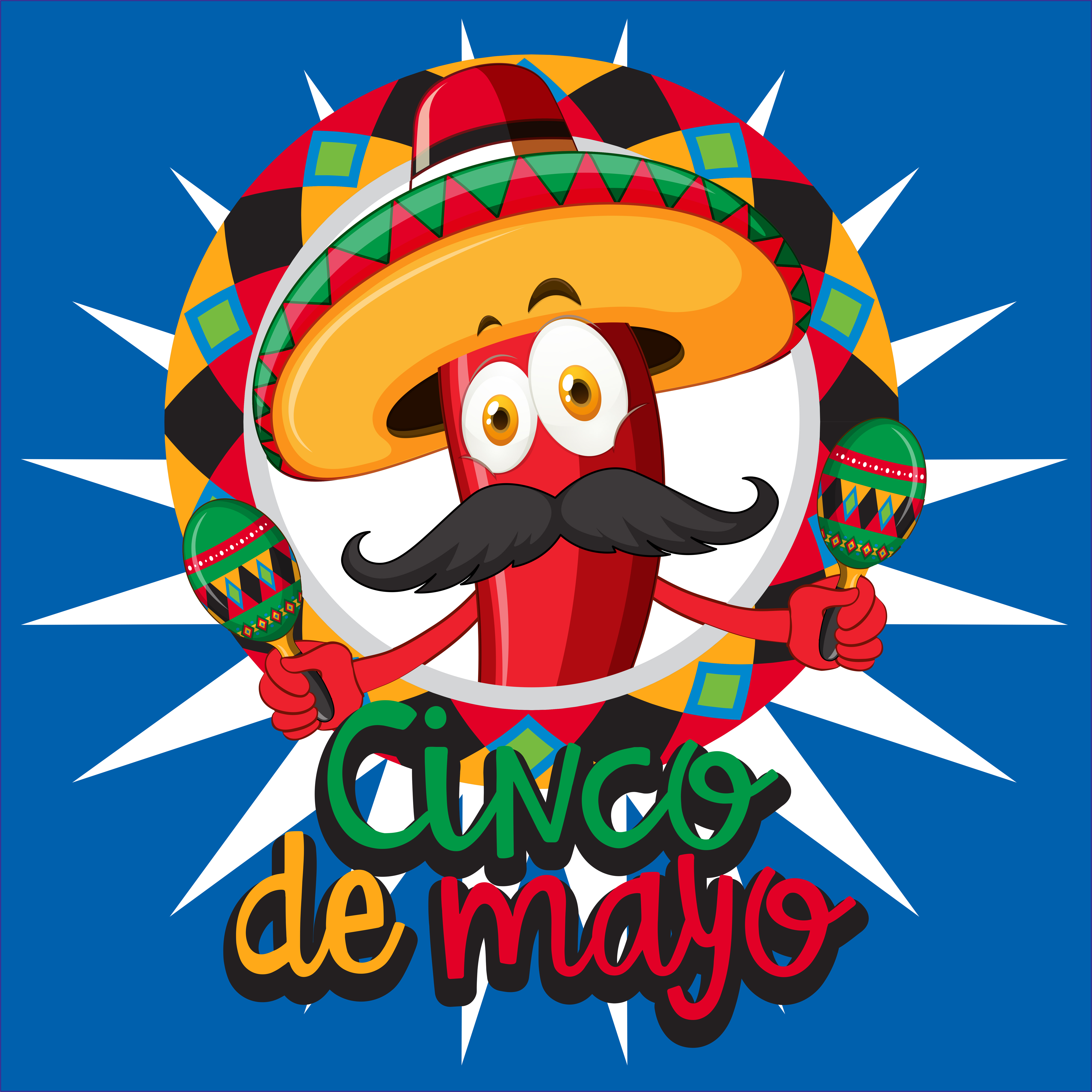 Cinco De Mayo Card Template With Chili Wearing Hat 447545 Vector Art At 