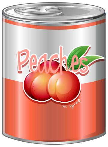 Peaches in aluminum can vector