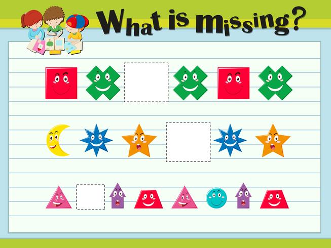 Game template for missing shapes vector
