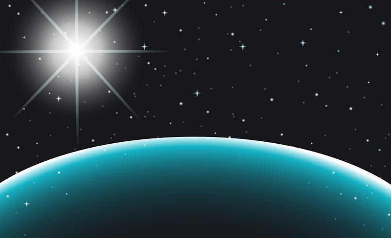 Escena espacial con planeta y estrellas. vector