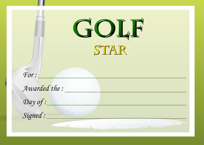 Plantilla de certificado para la estrella del golf vector