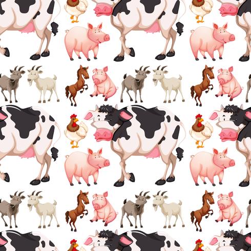 Seamless background with farm animals vector