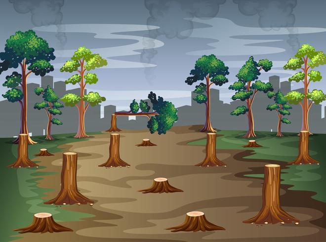 Scene with trees being chopped vector