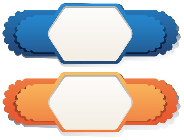 Diseño de etiquetas en color azul y naranja. vector