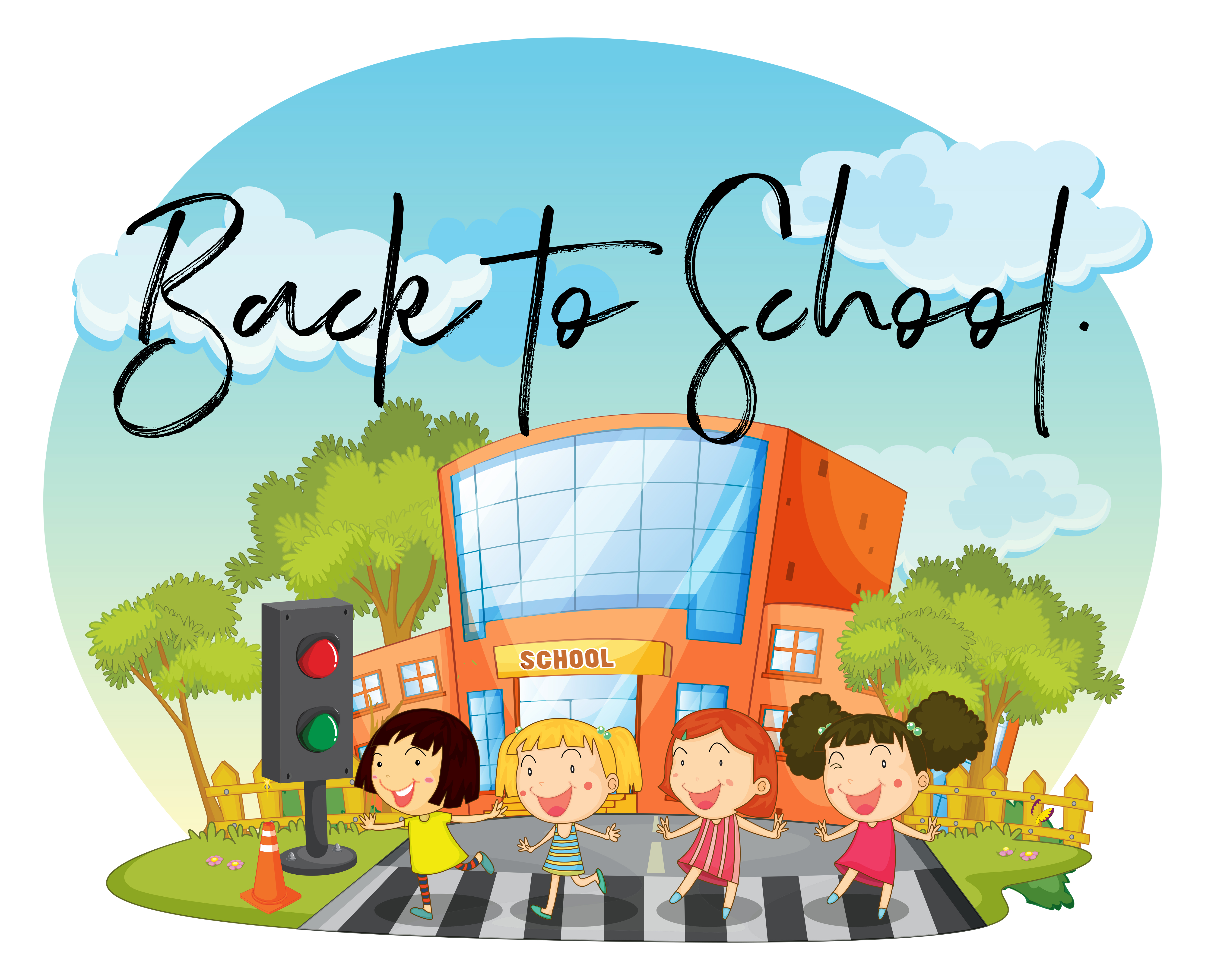Happy Children And Word Back To School Vector Art At Vecteezy Happy Children And Word Back To School Vector Art At Vecteezy