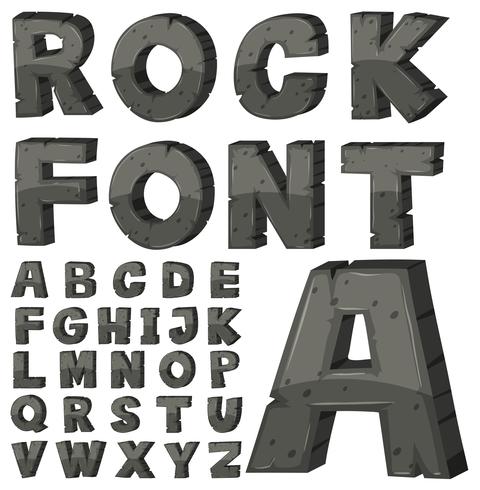 Font design for english alphabets with stone block vector