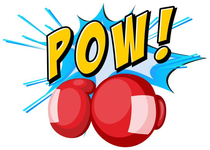 Expression word pow and boxing gloves vector