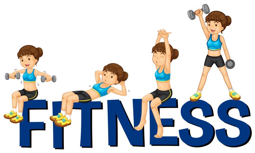 Diseño de fuente con la palabra fitness vector