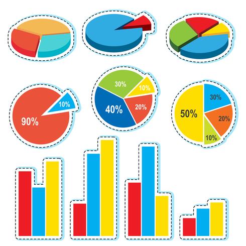 Different designs for piecharts and barcharts vector