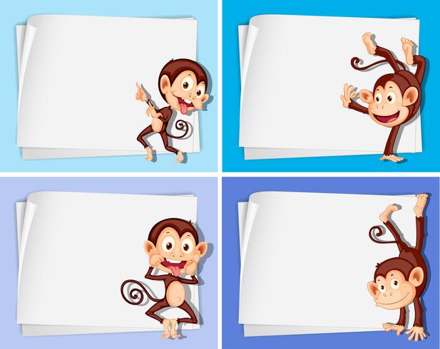 Border template with cute monkeys vector