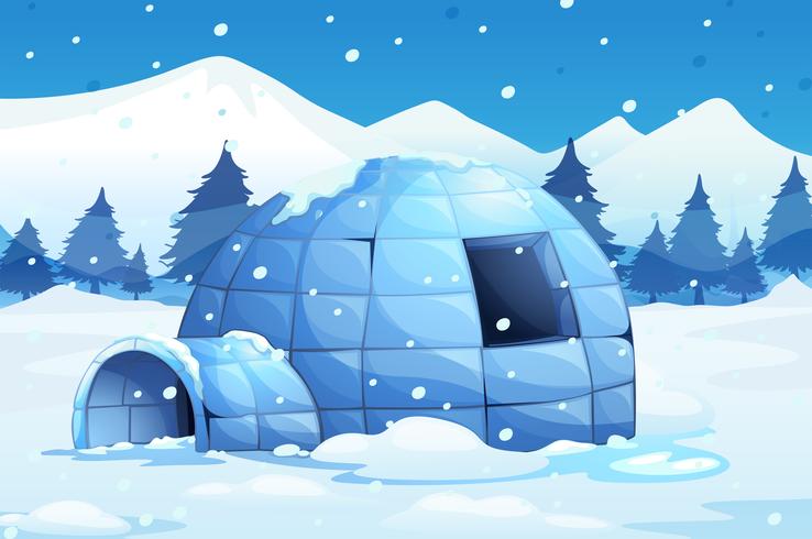 Igloo in the north pole vector