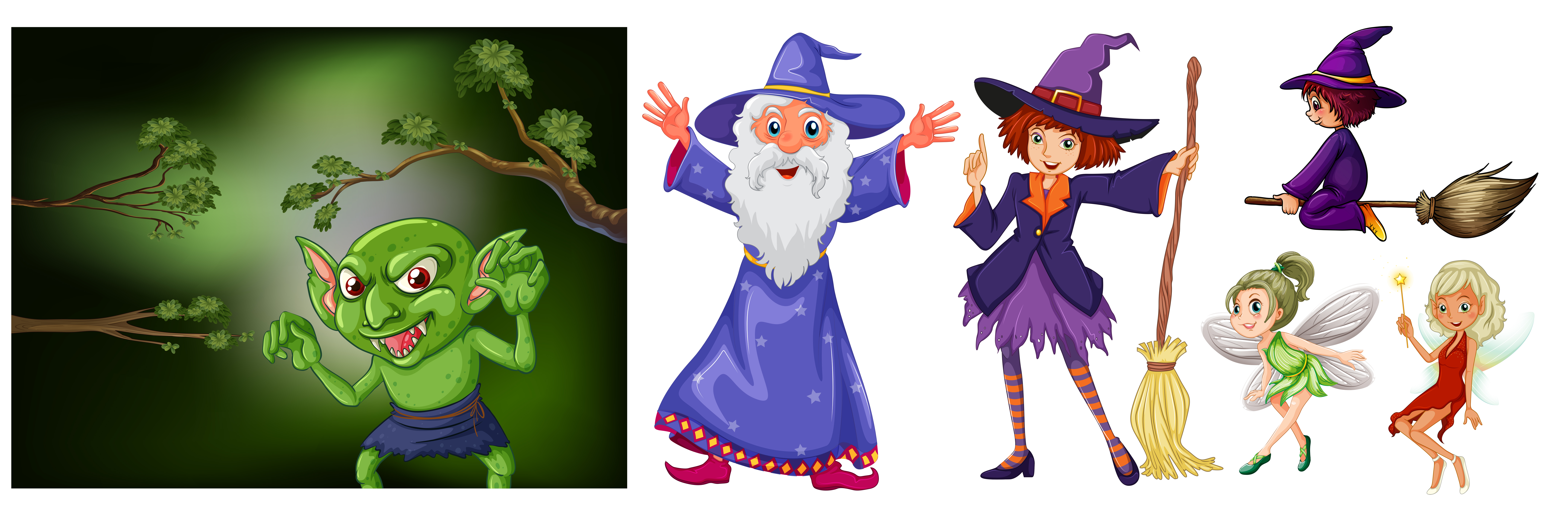 Witch and wizard on white background - Download Free 