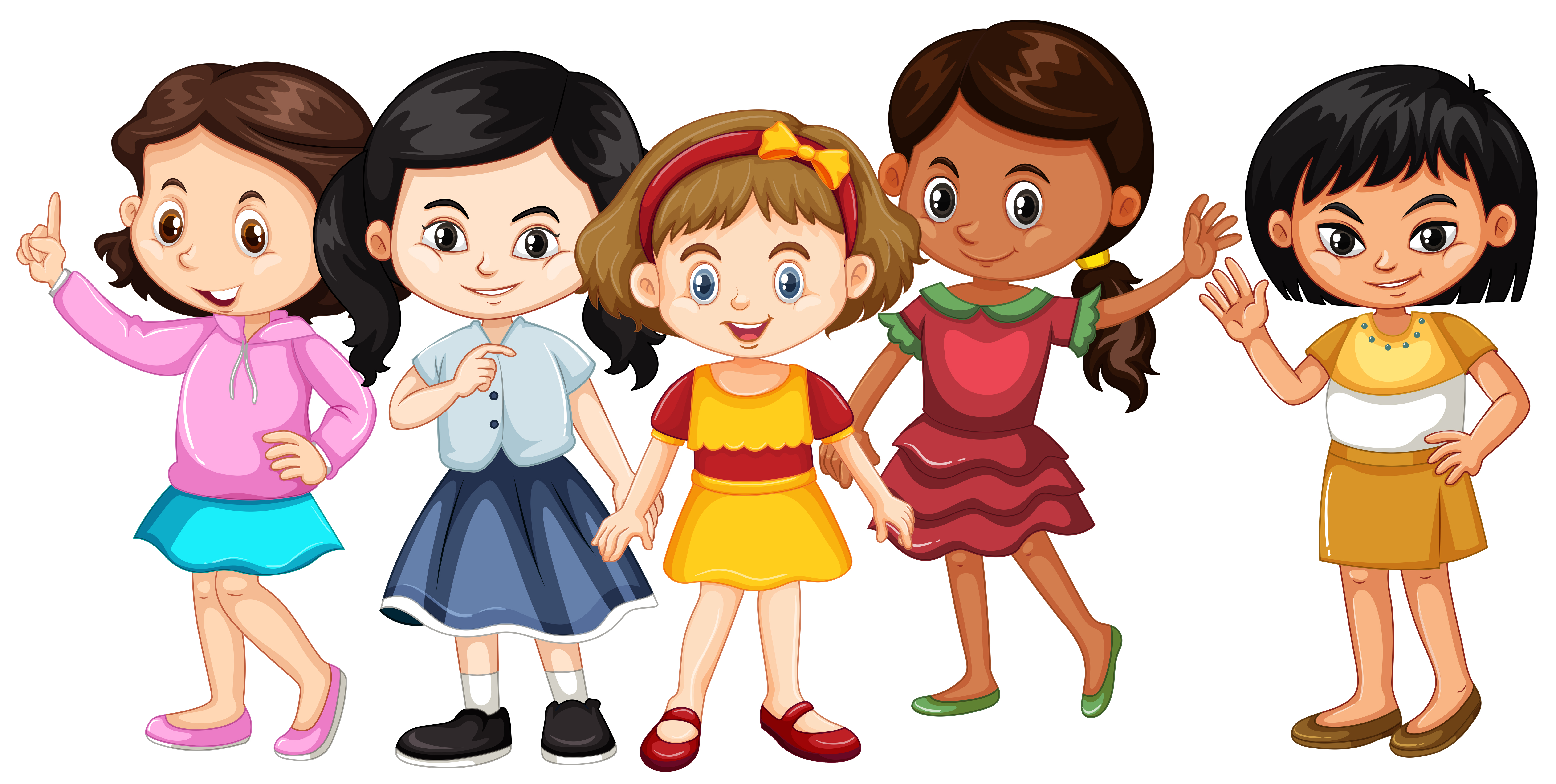  Five  girls  with happy faces Download Free Vectors 
