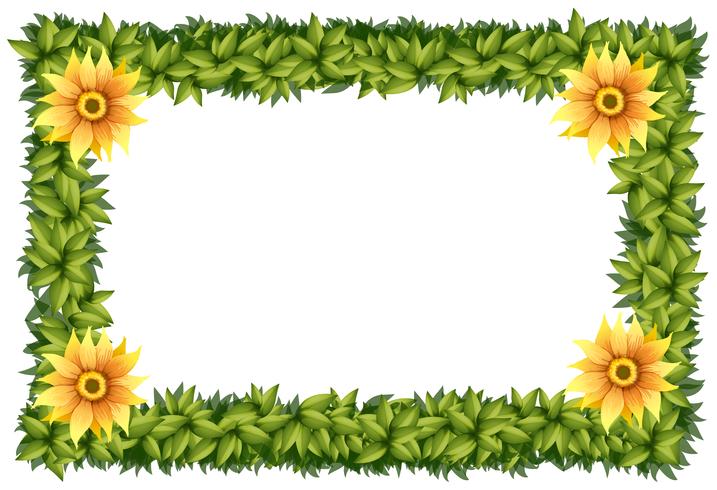 Frame template with flowers and leaves vector