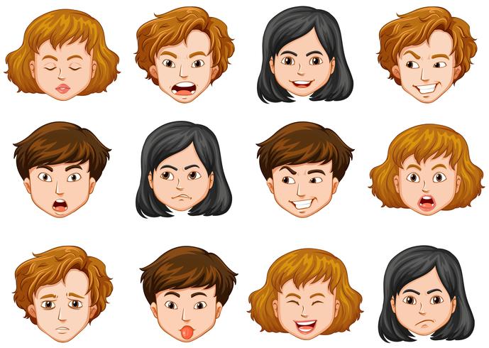 Human faces with different emotions vector