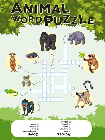 Game design for animal word puzzle vector