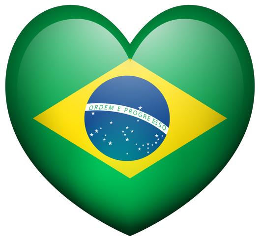 Bandera de Brasil en forma de corazón vector