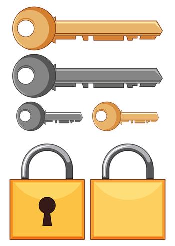 Locks and keys on white background vector