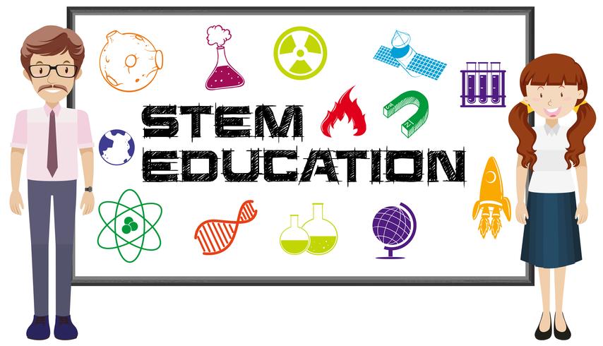 Teachers and stem education on board vector