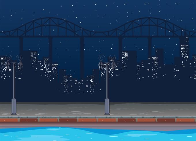 Seamless background with buildings in city at night vector