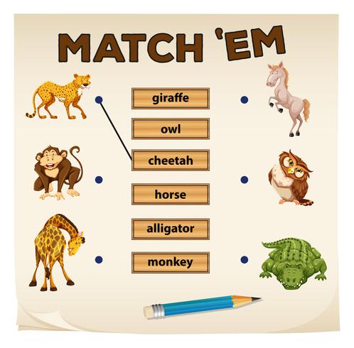 Matching game with wild animals vector