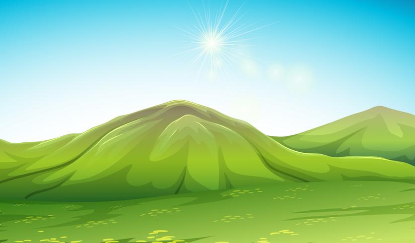 Escena de la naturaleza con montaña verde vector